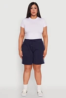 Womens Plus Varsity Stripe Side Sweatshorts,