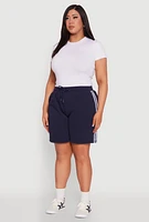 Womens Plus Varsity Stripe Side Sweatshorts,