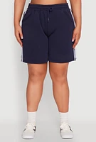 Womens Plus Varsity Stripe Side Sweatshorts,