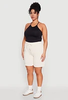 Womens Plus Size Fleece Lined Sweatshorts, White, Size 1X