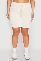 Womens Plus Size Fleece Lined Sweatshorts, White, Size 1X