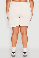 Womens Plus Size Fleece Lined Sweatshorts, White, Size 1X