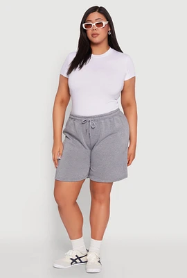 Womens Plus Size Fleece Lined Sweatshorts, Grey, Size 1X