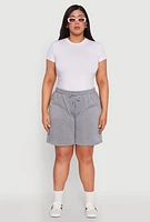 Womens Plus Size Fleece Lined Sweatshorts, Grey, Size 1X