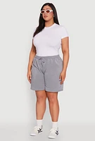 Womens Plus Size Fleece Lined Sweatshorts, Grey, Size 1X