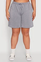 Womens Plus Size Fleece Lined Sweatshorts, Grey, Size 1X