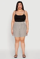Womens Plus High Waisted Striped Shorts, 3X