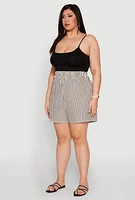 Womens Plus High Waisted Striped Shorts, 3X