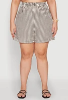 Womens Plus High Waisted Striped Shorts, 3X
