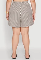 Womens Plus High Waisted Striped Shorts, 3X