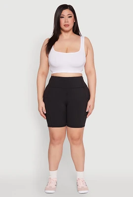 Womens Plus Cell Phone Pocket Snatched Bike Shorts,