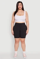 Womens Plus Cell Phone Pocket Snatched Bike Shorts,
