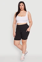 Womens Plus Cell Phone Pocket Snatched Bike Shorts,