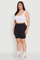 Womens Plus Cell Phone Pocket Snatched Bike Shorts,