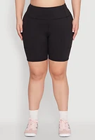 Womens Plus Cell Phone Pocket Snatched Bike Shorts,
