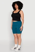 Womens Plus Cell Phone Pocket Snatched Bike Shorts,