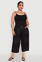 Womens Plus Tie Cargo Pocket Capri Pants, 2X