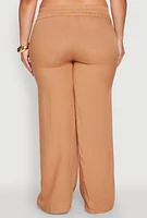 Womens Plus Size Tassel Drawstring Pants, Khaki, Size 3X