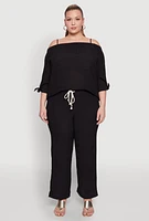 Womens Plus Airy High Waisted Palazzo Pants, 3X