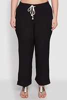 Womens Plus Size Airy High Waisted Palazzo Pants, Black, Size 3X