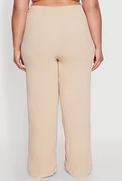 Womens Plus Size Airy High Waisted Palazzo Pants, Khaki, Size 2X