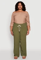 Womens Plus Airy High Waisted Palazzo Pants,