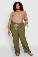 Womens Plus Airy High Waisted Palazzo Pants,