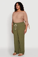 Womens Plus Airy High Waisted Palazzo Pants,