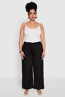 Womens Plus Size Smocked Waist Palazzo Pants, Black, Size 2X