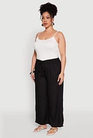 Womens Plus Size Smocked Waist Palazzo Pants, Black, Size 2X