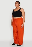 Womens Plus Size Smocked Waist Palazzo Pants, Orange, Size 3X