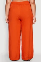 Womens Plus Size Smocked Waist Palazzo Pants, Orange, Size 3X