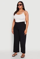 Womens Plus Smocked High Waisted Pants,