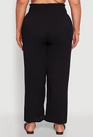 Womens Plus Smocked High Waisted Pants,