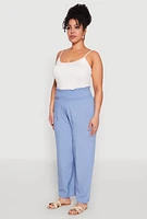 Womens Plus Smocked High Waisted Pants,