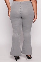 Womens Plus Size Houndstooth Slit Hem Flare Pants, Multi, Size 3X