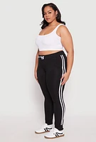 Womens Plus Size Varsity Stripe Joggers, Black, Size 3X