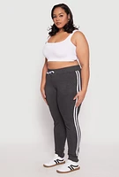 Womens Plus Size Varsity Stripe Joggers, Grey, Size 2X