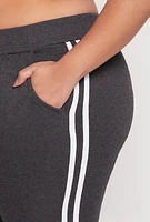 Womens Plus Size Varsity Stripe Joggers, Grey, Size 2X