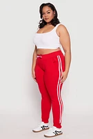 Womens Plus Size Varsity Stripe Joggers, Red, Size 1X