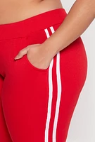 Womens Plus Size Varsity Stripe Joggers, Red, Size 1X