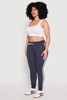 Womens Plus Size Varsity Stripe Joggers, Blue, Size 2X