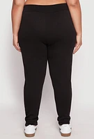 Womens Plus Size Brushed Knit High Waisted Joggers, Black, Size 3X