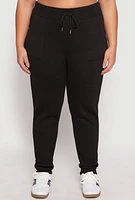Womens Plus Size Brushed Knit High Waisted Joggers, Black, Size 3X