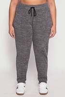 Womens Plus Size Brushed Knit High Waisted Joggers, Grey, Size 3X