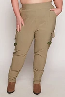 Womens Plus Size Release Buckle Cargo Joggers, Green, Size 3X