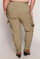 Womens Plus Size Release Buckle Cargo Joggers, Green, Size 3X