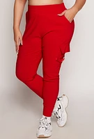 Womens Plus Size Release Buckle Cargo Joggers, Red, Size 1X