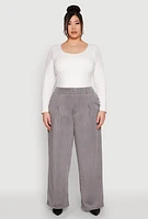 Womens Plus Size Striped Wide Leg Pants, Grey, Size 2X