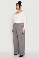 Womens Plus Size Striped Wide Leg Pants, Grey, Size 2X